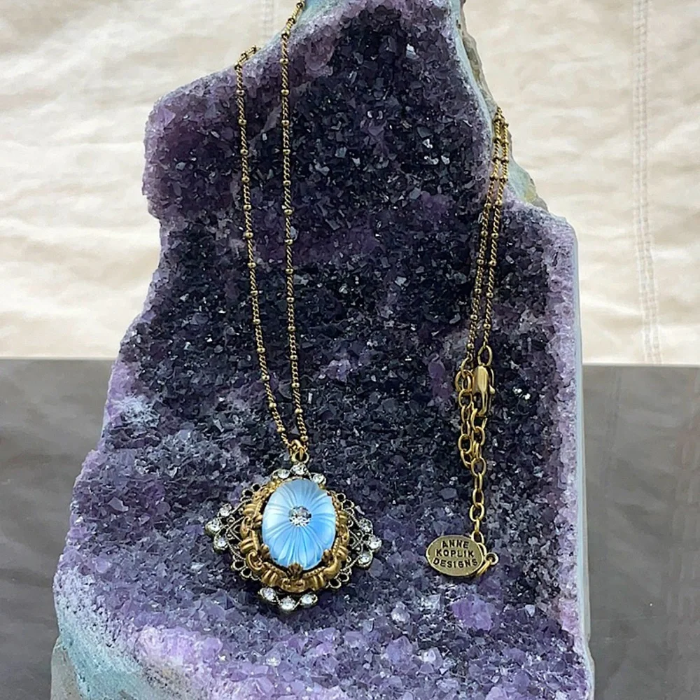 Vtg.Anne Koplik 18” Gold Necklace With Pendant - Picture 10 of 12